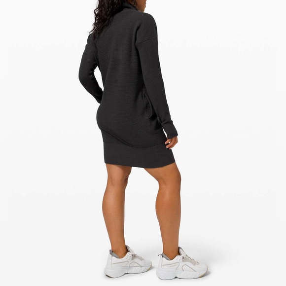 Lululemon Women’s Call for Cozy Pocket Mock Neck LS Sweater Dress Black Size 6 - Picture 3 of 8